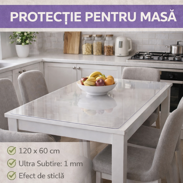 Protectie transparenta pentru masa, 120x60 Cm, 1mm Grosime