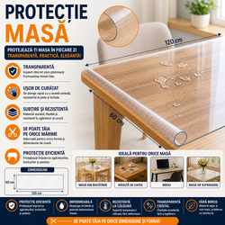 Protectie transparenta pentru masa, 120x60 Cm, 1mm Grosime
