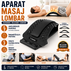 Aparat Pentru Masaj Lombar, Contribuie La Relaxarea Muschilor, Corectarea Posturii, Acupresiune, Tratarea Durerilor De Spate, Albastru/Negru