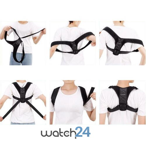 Corector de postura pentru indreptare spate, coloana si umeri, Negru, Marime reglabila