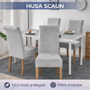 Husa protectie scaun, marime universala, pentru scaune de bucatarie sau birou, de casa, restaurant, evenimente, material tip catifea, lavabila, banda elastica pentru fixare si antialunecare, 65 x 35 x 40 x 10 cm, Gri