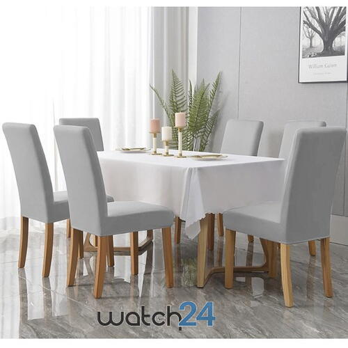 Husa protectie scaun, marime universala, pentru scaune de bucatarie sau birou, de casa, restaurant, evenimente, material tip catifea, lavabila, banda elastica pentru fixare si antialunecare, 65 x 35 x 40 x 10 cm, Gri