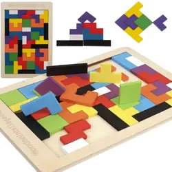 Puzzle din lemn, 40 blocuri, joc de inteligenta, 27 x 18 cm, multicolor