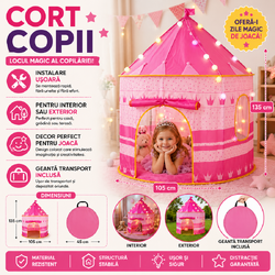 Castel de joaca tip cort pop-up "Princess" pentru copii cu montare rapida, Roz