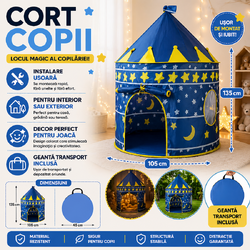 Castel de joaca tip cort pop-up pentru copii cu montare rapida, Albastru
