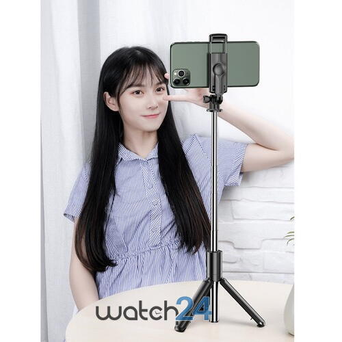 Selfie stick multifunctional, Trepied, Suport pentru telefon, Bluetooth 4.0, telecomanda detasabila, Telescopic, Compatibil iOS/Android, Negru