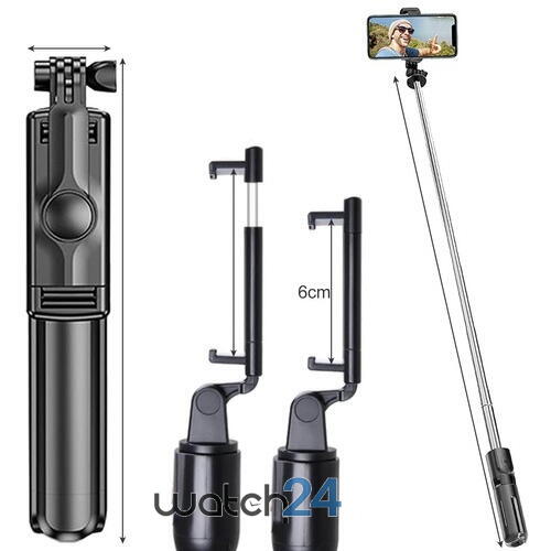 Selfie stick multifunctional, Trepied, Suport pentru telefon, Bluetooth 4.0, telecomanda detasabila, Telescopic, Compatibil iOS/Android, Negru