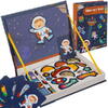 Carte tip Puzzle Magnetic , Set 50 magneti, 6 Cartonase Duble, Tema cosmos