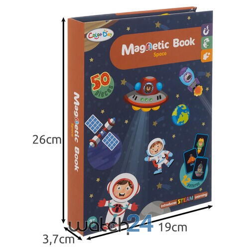 Carte tip Puzzle Magnetic , Set 50 magneti, 6 Cartonase Duble, Tema cosmos