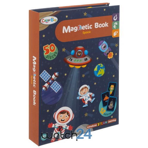 Carte tip Puzzle Magnetic , Set 50 magneti, 6 Cartonase Duble, Tema cosmos