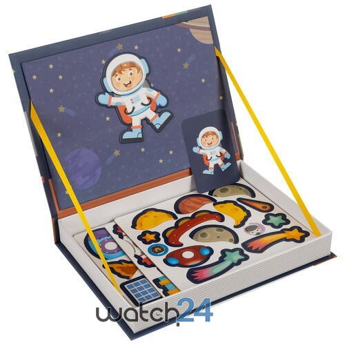 Carte tip Puzzle Magnetic , Set 50 magneti, 6 Cartonase Duble, Tema cosmos