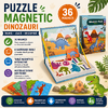 Carte tip Puzzle Magnetic , Set 36 magneti, 6 Cartonase Duble, Tema Dinozauri