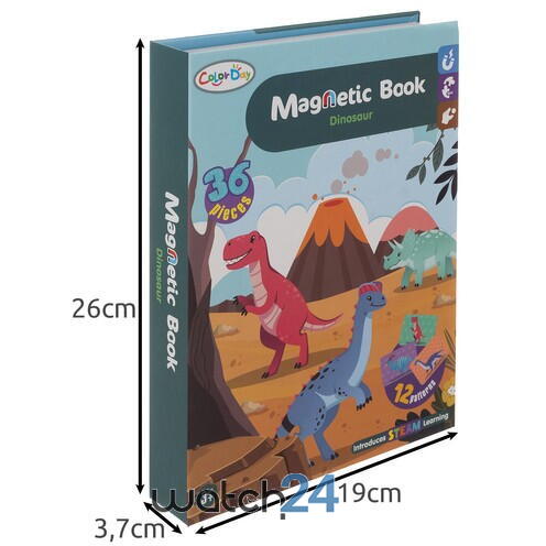 Carte tip Puzzle Magnetic , Set 36 magneti, 6 Cartonase Duble, Tema Dinozauri