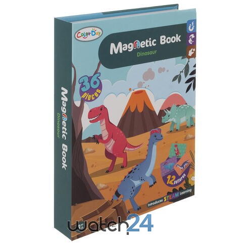 Carte tip Puzzle Magnetic , Set 36 magneti, 6 Cartonase Duble, Tema Dinozauri