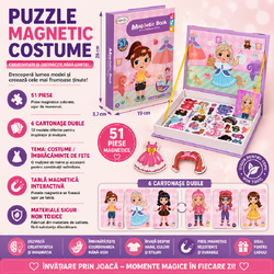 Carte tip Puzzle Magnetic , Set 51 magneti, 6 Cartonase Duble, Tema Costume