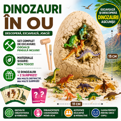Set de Explorare Oua de Dinozaur - cu Excavare pentru Copii, Jucarie Educativa si Interactiva, +3 Ani