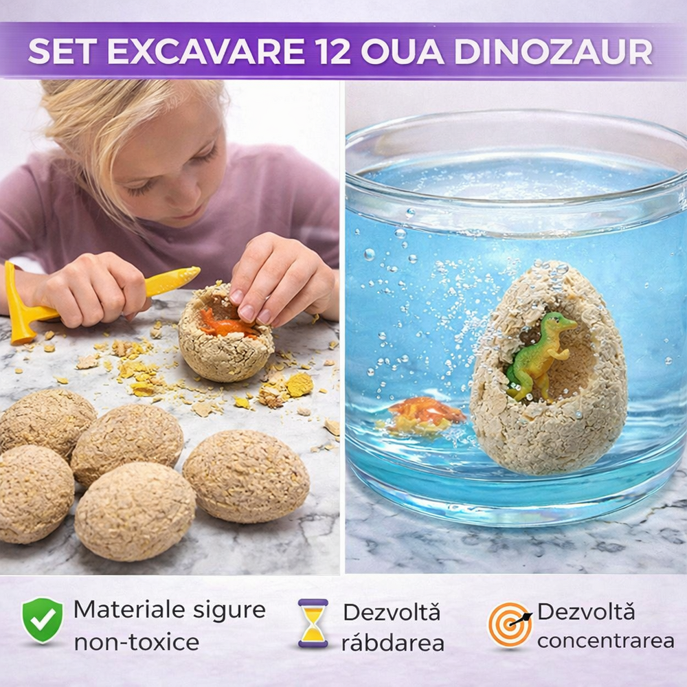 SMARTECH Set de Explorare 12 Oua de Dinozaur - cu Excavare pentru Copii, Jucarie Educativa si Interactiva, +3 Ani