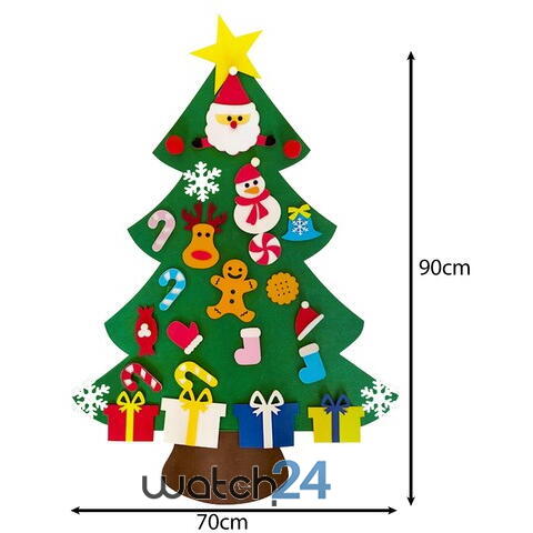 Brad de craciun din fetru cu 26 decoratiuni 95 x 70 cm Multicolor