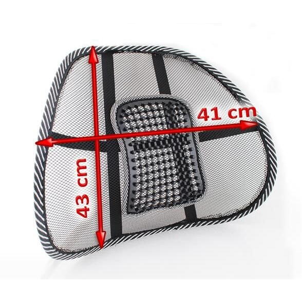 Suport Lombar pentru Scaun de Birou-Auto, Realizat din cadru metalic, Plasa flexibila, Ajuta la Corectarea pozitie Coloanei, Usor de montat, Prindere in curele elastice, Gri