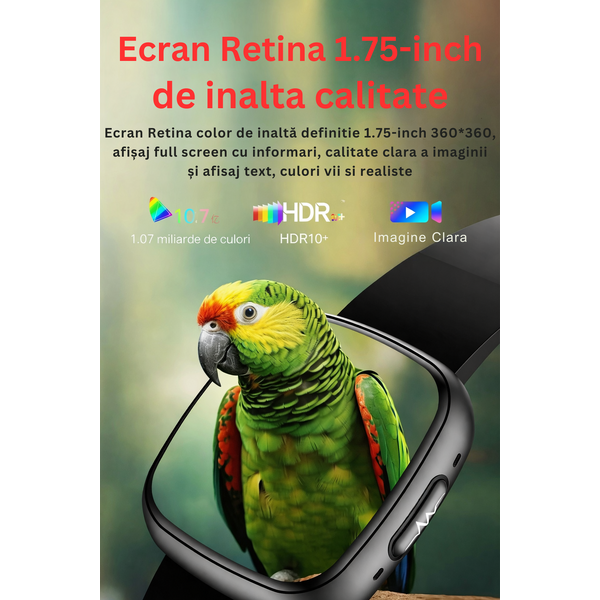 SmartWatch cu Senzor Glucometru, EKG, Temperatura Corporala, Compozitia Sangelui, Acid Uric, Colesterol, Metabolism, Grasimea din Corp, Apel Bluetooth, Numar SOS S809