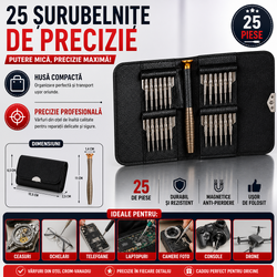 Set surubelnite de precizie 25 in 1, Argintiu