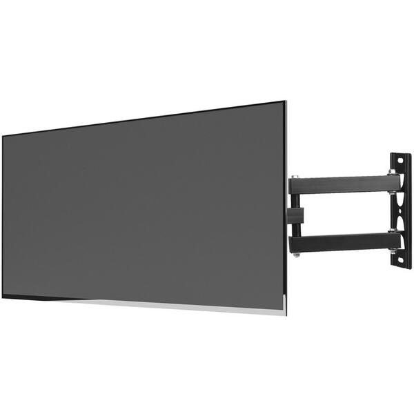 Suport TV de Perete cu Brat, Reglabil Vertical, Orizontal, Aplicare Universala, pentru Monitoare LED, LCD, Plasma, PC, Incluse Elemente de Montare, 22kg, 14"-55" (36cm-140cm), Negru