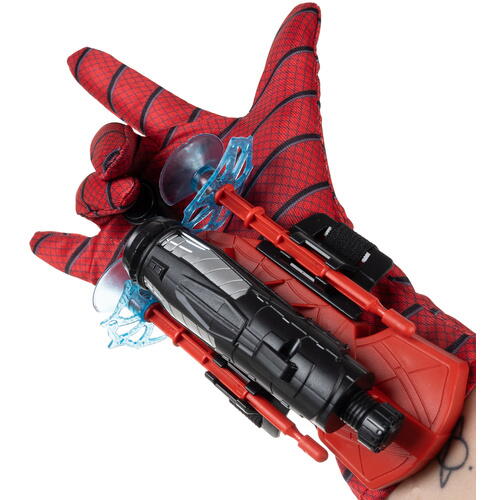 Lansator de Sageti, Manusa lui SpiderMan, din material textil cu lansator si trei sageti, pentru copii