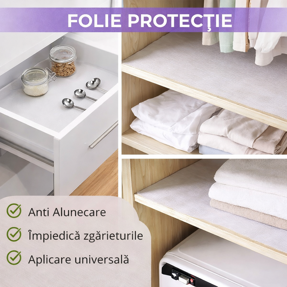 SMARTECH Folie Protectie Antialunecare Pentru Sertare, XXL, 300 x 50 cm, Transparent