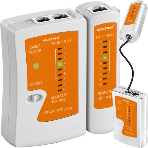 Tester cabluri RJ45/RJ11, 2 viteze, pentru diagnoza retele, set cu tester MASTER si tester PILOT
