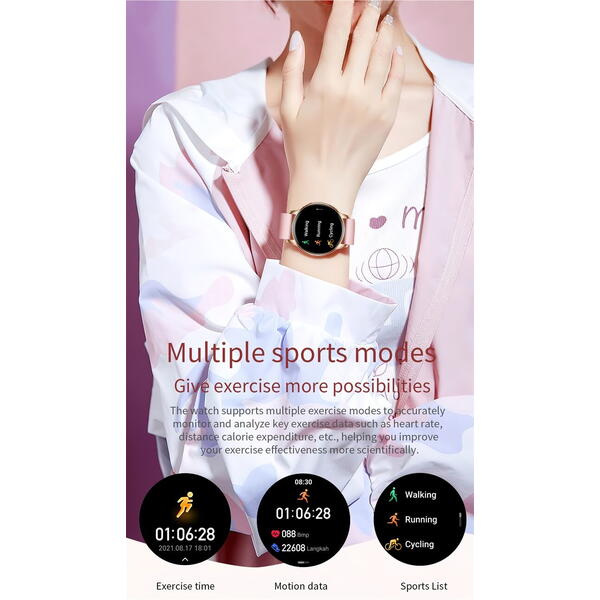 SmartWatch cu Apel Bluetooth, Meniu RO, Calculator, Calendar, Vreme, Moduri Sport, Calorii, Monitorizare Somn, Ritm Cardiac, Nivel Oxigen, Tensiune Arteriala S824
