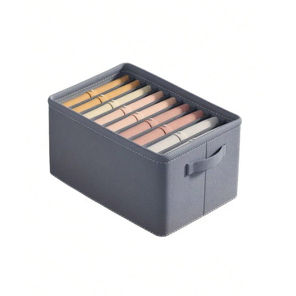 Organizator imbracaminte cu 9 compartimente pentru blugi, pulovere, camasi, 44x30x20 Gri