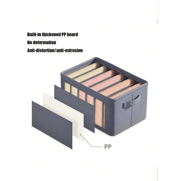 Organizator imbracaminte cu 9 compartimente pentru blugi, pulovere, camasi, 44x30x20 Gri