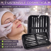 Trusa 7 instrumente din inox, pentru cosmetica, extractia comedoanelor si a punctelor negre, trusa depozitare negra