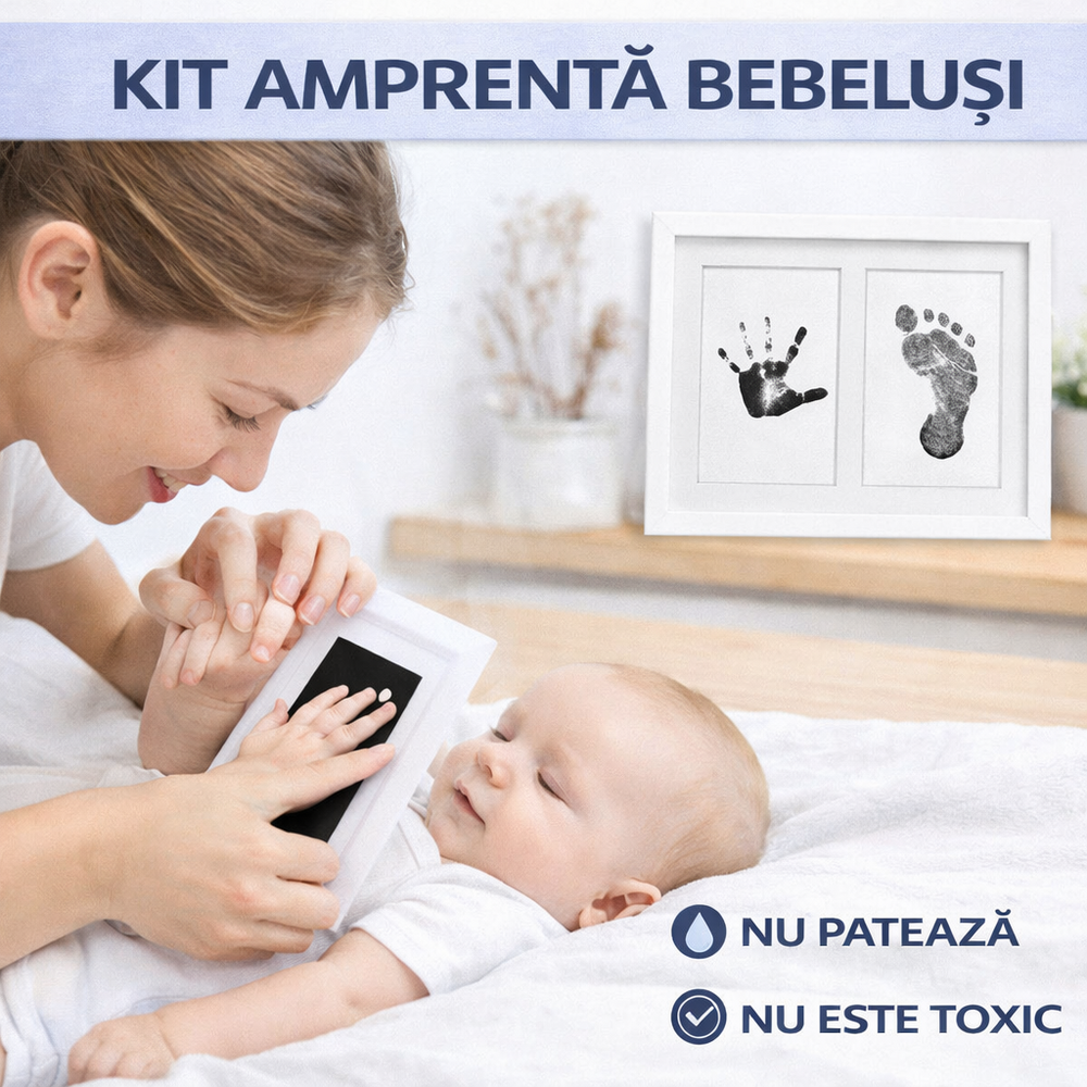 SMARTECH Kit amprenta cu tus non-toxic, pentru maini si picioare bebelusi