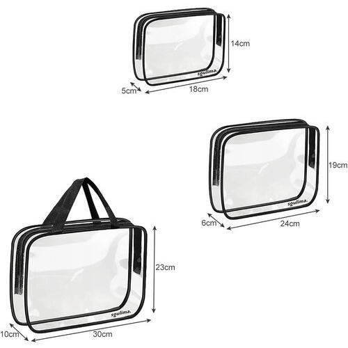 Set 3 organizatoare cosmetice pentru calatorii, multifunctionale, rezistente la apa, Transparent
