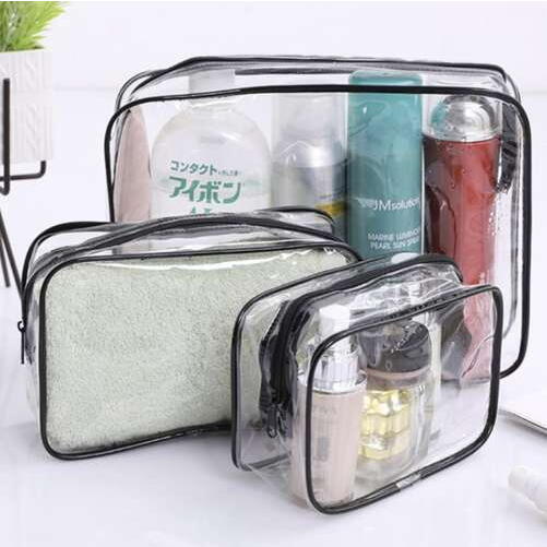 Set 3 organizatoare cosmetice pentru calatorii, multifunctionale, rezistente la apa, Transparent