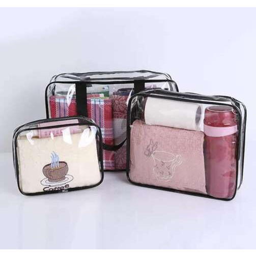Set 3 organizatoare cosmetice pentru calatorii, multifunctionale, rezistente la apa, Transparent