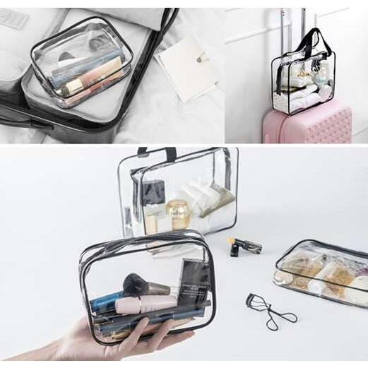 Set 3 organizatoare cosmetice pentru calatorii, multifunctionale, rezistente la apa, Transparent