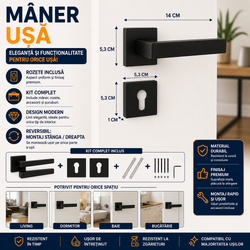 Maner Usa, Universal, Rozeta, Reversibil, Negru