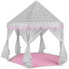 Cort de joaca pentru copii, Varf Conic, Perdele Transparente, Dimensiuni Generoase, Instalare Usoara, pentru Interior/Exterior, 123 x 123 x 140cm, Roz/Gri