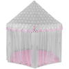 Cort de joaca pentru copii, Varf Conic, Perdele Transparente, Dimensiuni Generoase, Instalare Usoara, pentru Interior/Exterior, 123 x 123 x 140cm, Roz/Gri