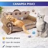 Canapea pentru ascutit gheare pisici, carton presat stratificat, dimensiune totala 32 x 29 x 60 cm, Crem