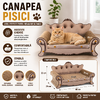 Canapea pentru ascutit gheare pisici, carton presat stratificat, dimensiune totala 32 x 29 x 60 cm, Crem