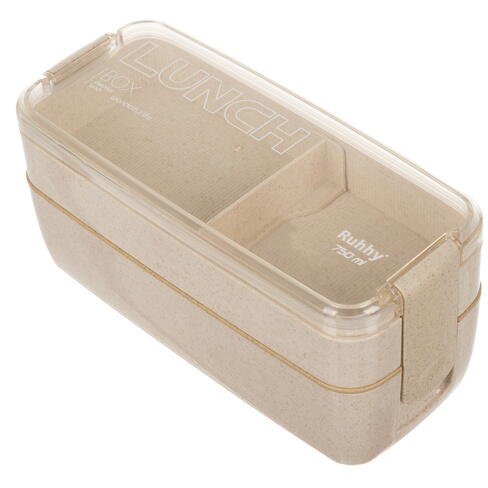 Cutie de pranz alimentara, Lingura si Furculita Incluse, 750 ml, Bej, Din Material Ecologic