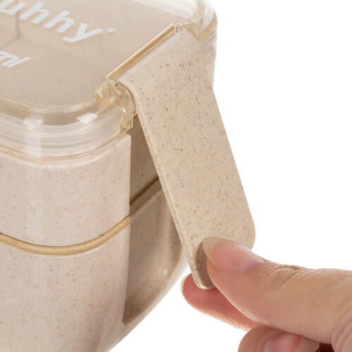 Cutie de pranz alimentara, Lingura si Furculita Incluse, 750 ml, Bej, Din Material Ecologic