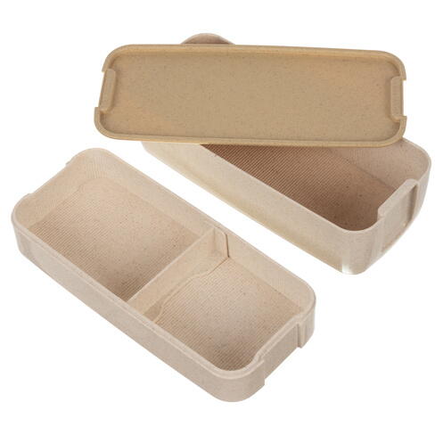Cutie de pranz alimentara, Lingura si Furculita Incluse, 750 ml, Bej, Din Material Ecologic