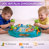 Joc de masa catapulta cu bile, batalia dinozaurilor, 16 dinozauri, 24 de bile, butoane tragere, sunete, pentru 2 jucatori