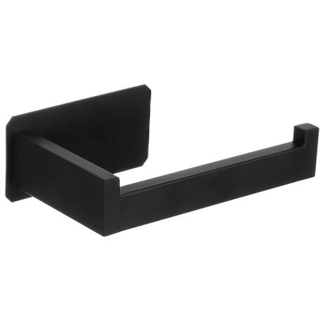 Suport autoadeziv pentru hartie igienica, Inox, 13.9 x 7.8 x 4.8 cm, Negru mat