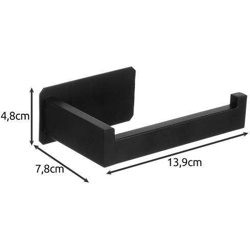 Suport autoadeziv pentru hartie igienica, Inox, 13.9 x 7.8 x 4.8 cm, Negru mat