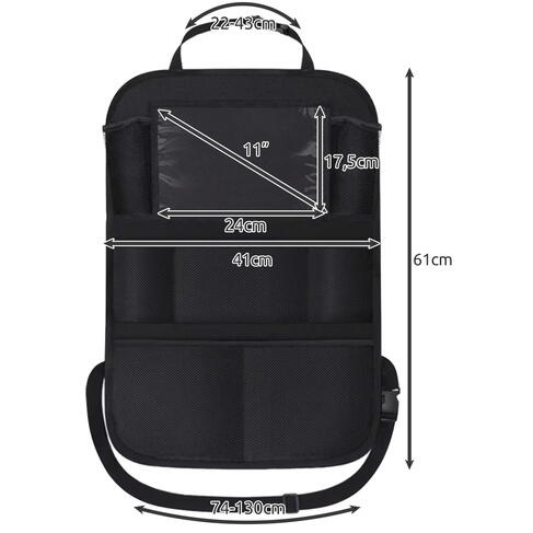 Organizator auto pentru spatarul scaunului, cu 10 buzunare, Suport Tableta, Suport Sticla Apa, Negru
